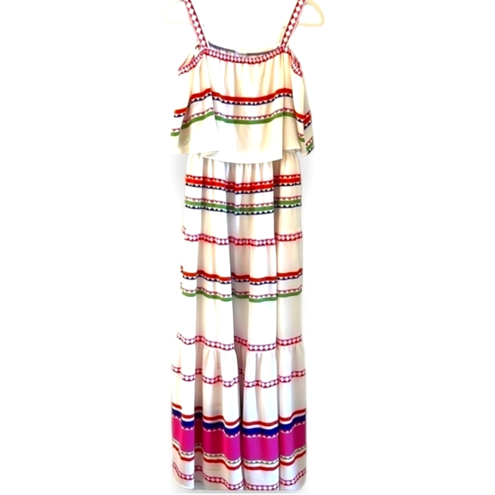 V by Violet Weekend Tiered Colorful Boho Maxi Dress Size XL